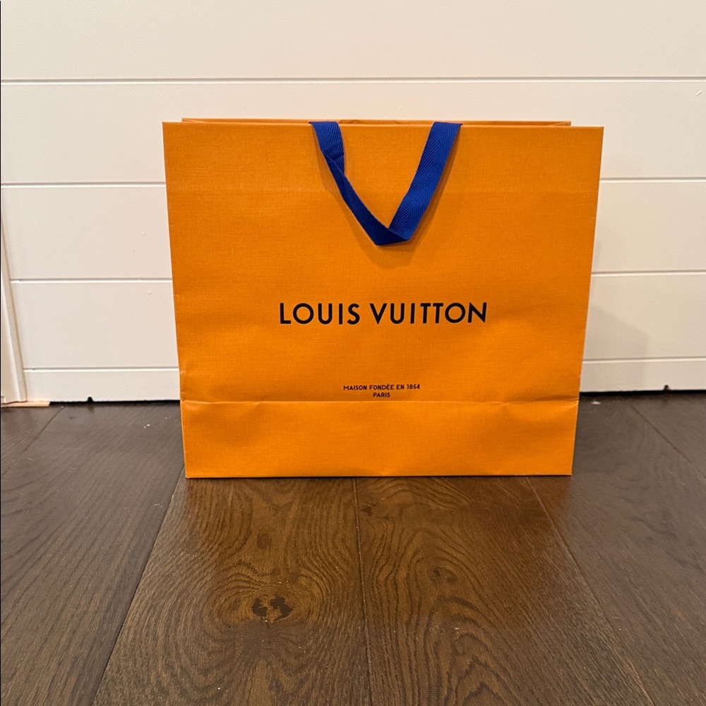 Authentic Louis Vuitton Vibrant Orange Tote with Blue Handles